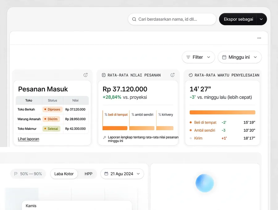 Distributor Dashboard — Incoming orders from regular stores with status from processing to delivered.