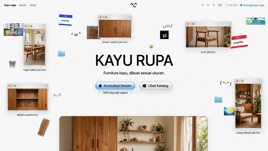 Custom Furniture — A custom woodwork page with price ranges and an ordering flow.