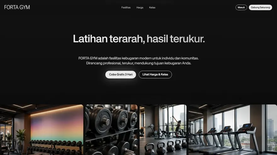Gym & Fitness — A membership page with monthly and annual rates.