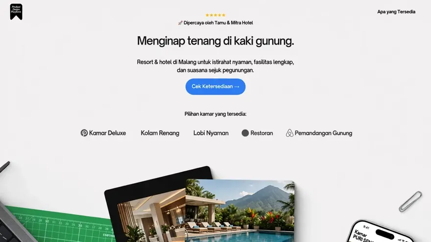 Hotel & Resort — A rooms page with rates and availability the team can update each season.