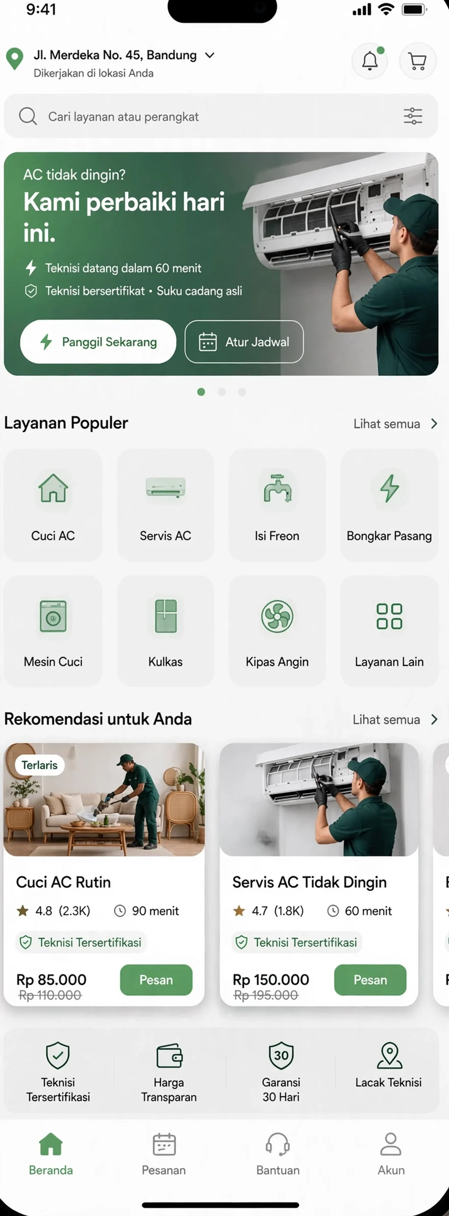 AC Service App — Book an AC technician: cleaning, repair, refill, install.