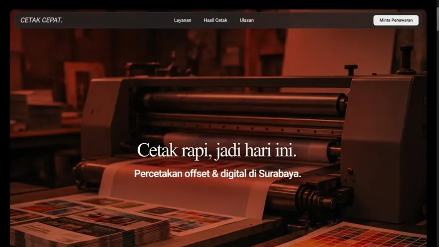 Printing House — A print-product list with unit pricing and turnaround time.